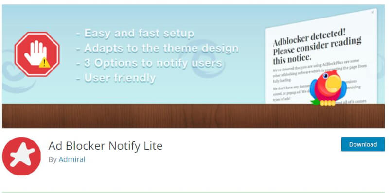 推荐个 WordPress 广告反屏蔽插件——Ad Blocker Notify Lite