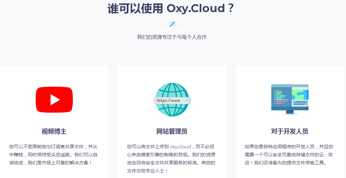 Oxy.cloud 来自俄国的可赚钱无限空间网盘 限制100M文件大小国内上传和下载速度快